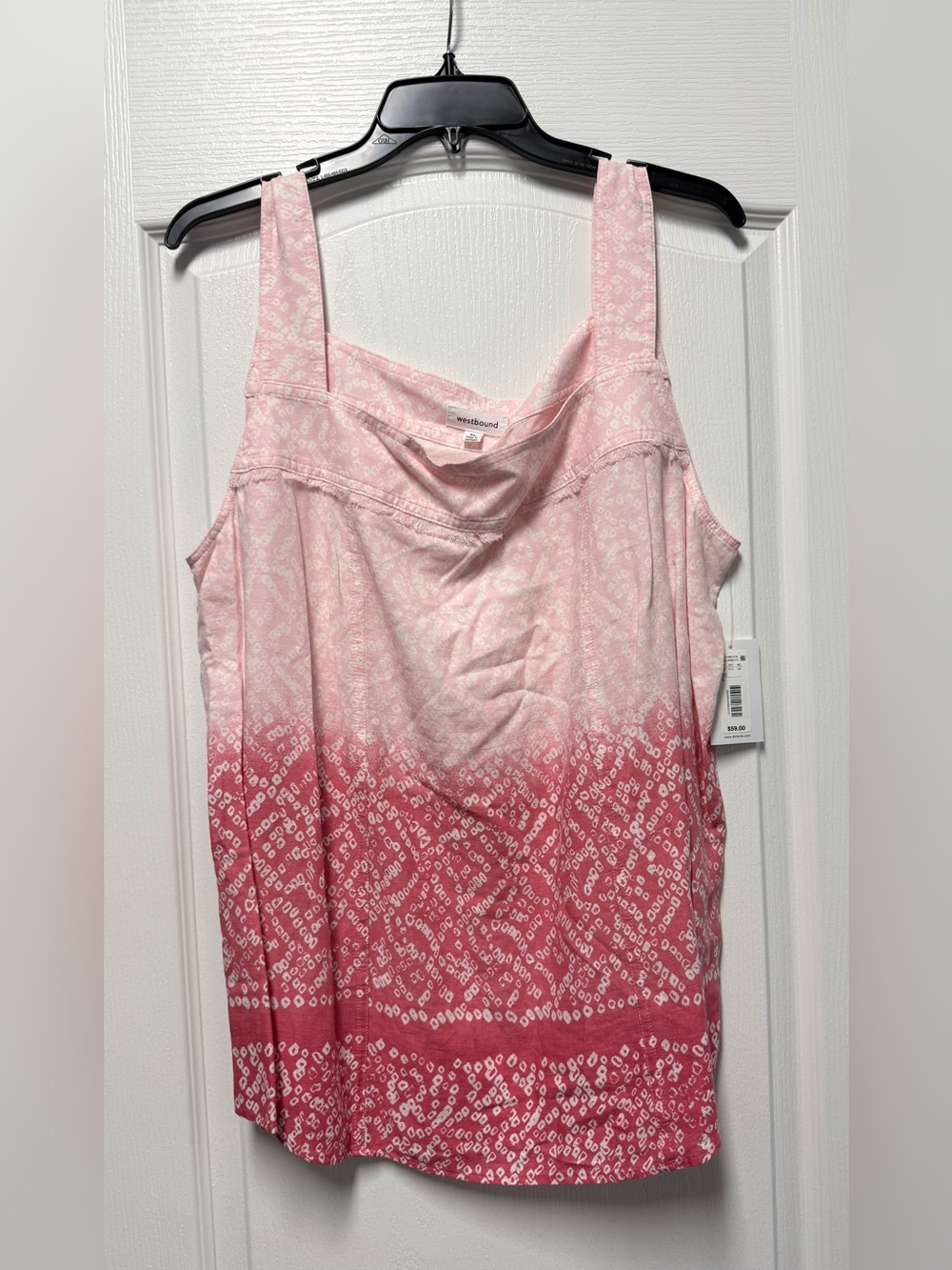 NWT Westbound Pink Ombre Cowl-Neck Tank with Geometric Print